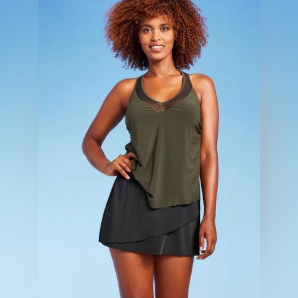 Women's Shaping Swim Skirt - Aqua Green® Black, NWT, size M